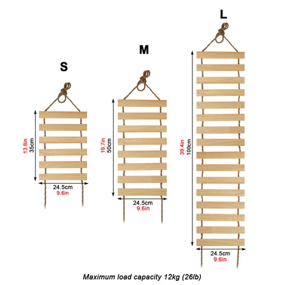 Cat Tree Cat Wall Mounted Climbing Wooden Shelves Sisal Ladders with Hammock and Cat House Cat Bridge for Kittens Perch Sleeping