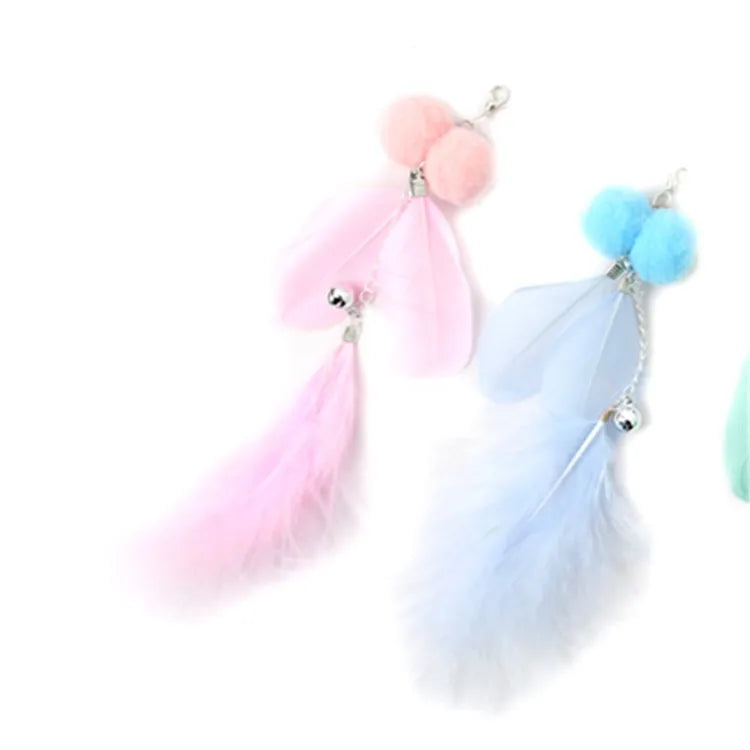 Cat Toy Cat Teaser Sticks Dragonfly Shaped Replacement Head Teaser Cat Stick Fairy Feather Bell Multi-color Optional Cat Toys