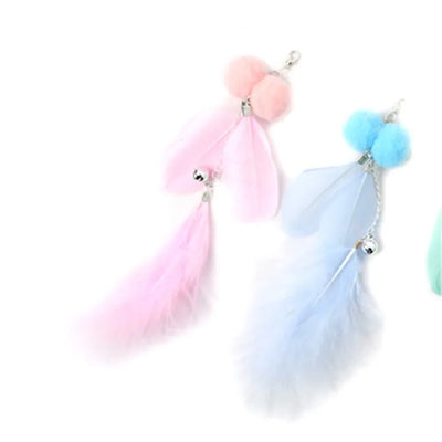 Cat Toy Cat Teaser Sticks Dragonfly Shaped Replacement Head Teaser Cat Stick Fairy Feather Bell Multi-color Optional Cat Toys