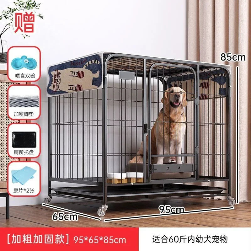 Dog Cage Large Dog Small to Medium Dog Golden Retriever Labrador Corgi Side Ranch with Toilet Separation Indoor Household Nest