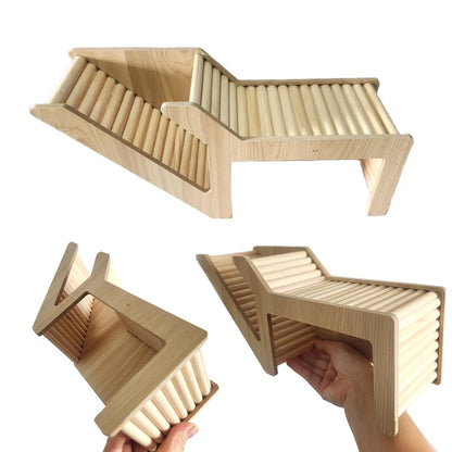 Wood Hamster Hideaway Toy Wooden Hamster House with Climbing Ladder Small Animals Castle Home for Dwarf Mice Gerbils Small Pets