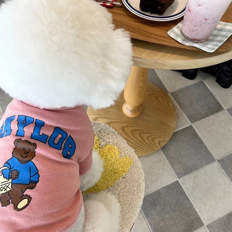 Winter Dog Coat Pink Dog Hoodies for Small Dogs Pet Dog Clothes Bear Print Pullover Chihuahua Bichon Clothing Girls Dog Costume
