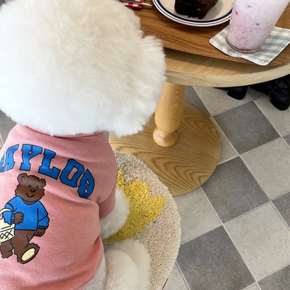 Winter Dog Coat Pink Dog Hoodies for Small Dogs Pet Dog Clothes Bear Print Pullover Chihuahua Bichon Clothing Girls Dog Costume