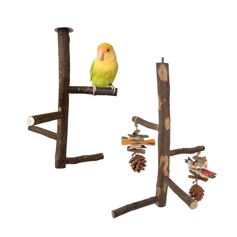 Natural Apple Tree Wood Bird Branch Stand Perches Pet Parakeet Budgie Hanging Play Toy Bird Cage Parrot Wooden Desk Holder