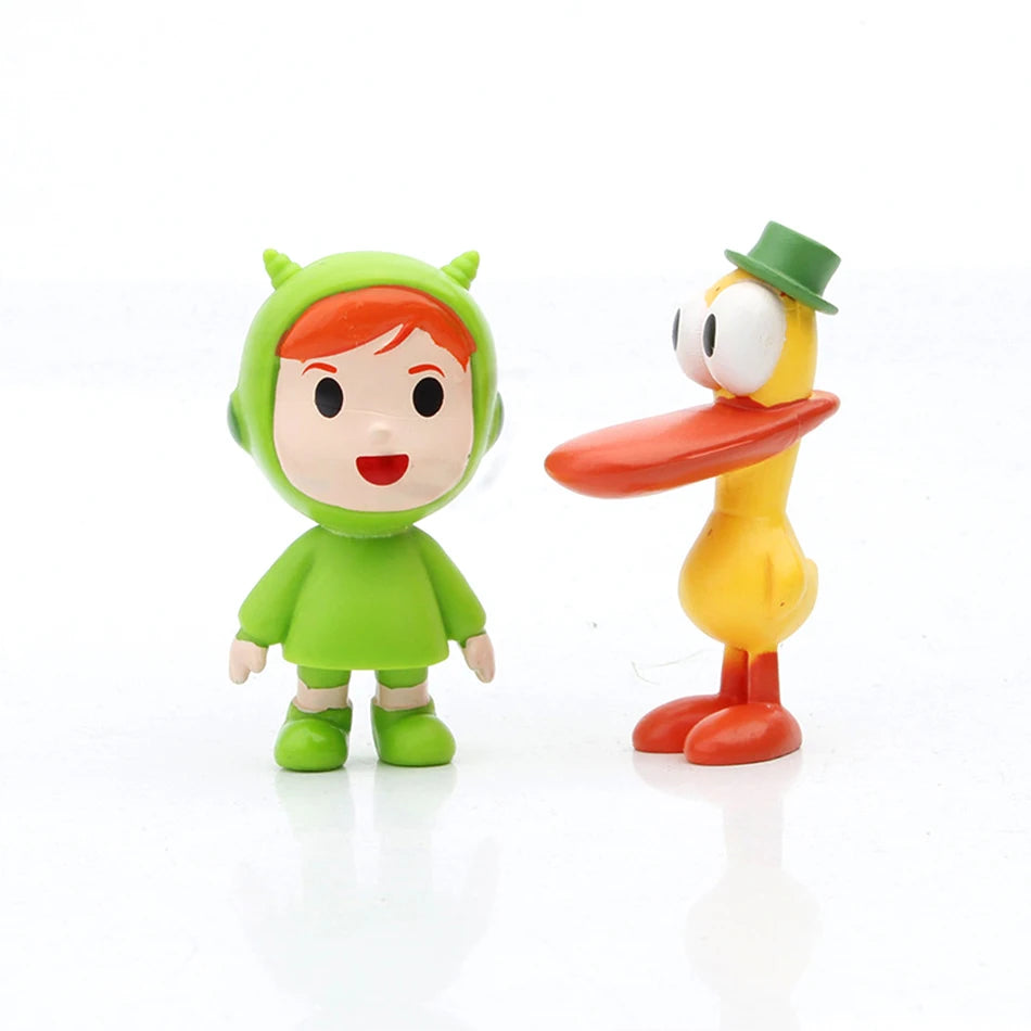 7Pcs/Set Kawaii Pocoyo Animal Toy Bird Duck Elephant Doll Toy Model Scene Ornaments Anime Cartoon Cute Pvc Figures Toys