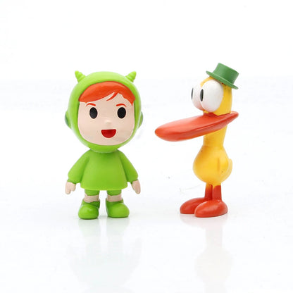 7Pcs/Set Kawaii Pocoyo Animal Toy Bird Duck Elephant Doll Toy Model Scene Ornaments Anime Cartoon Cute Pvc Figures Toys