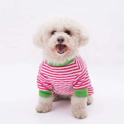 Winter Dog Jumper Small Dog Clothes for Small Dogs Pugs Outfits Clothes  Dog Costume Yorkshire Terrier Chihuahua Stripe Hoodie