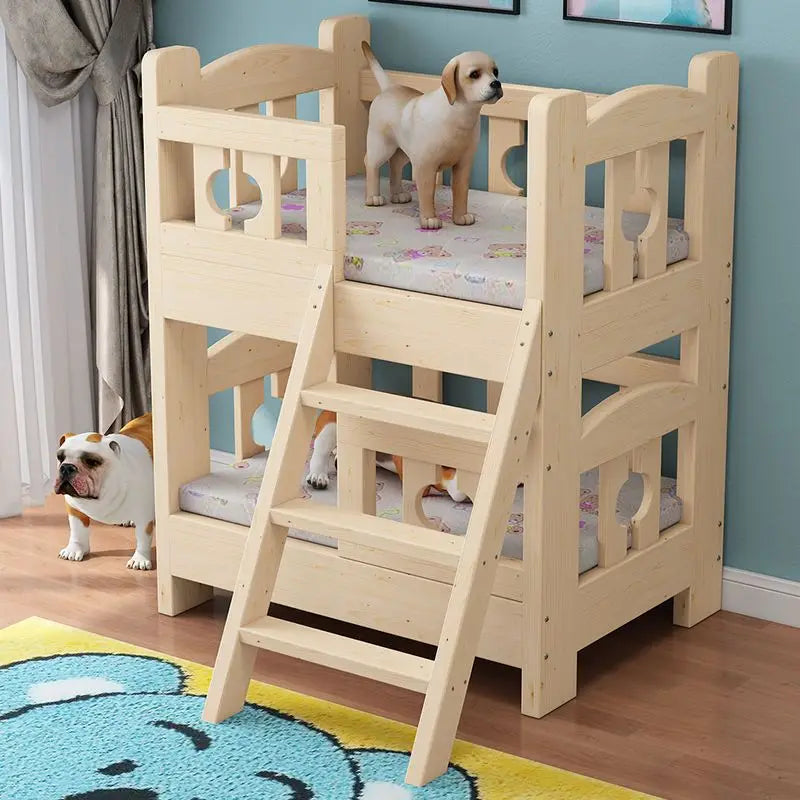 Kennel solid wood high and low bed bunk cat nest teddy nest dog cot cat bed dog supplies universal in all seasons