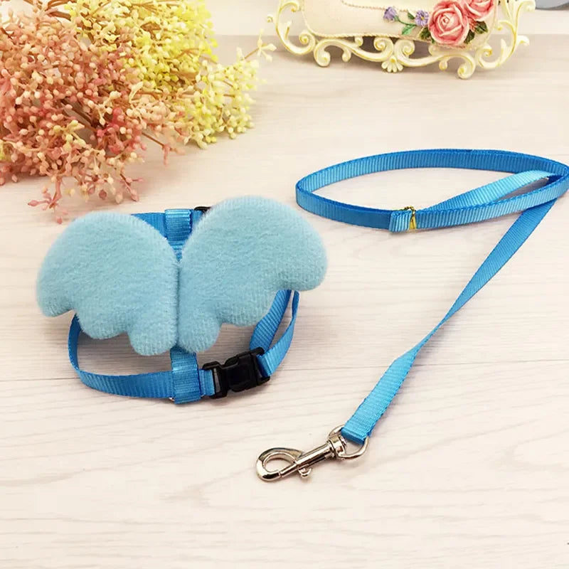 Cute Angel Pet Puppy Dog Leashes And Collars Set Cat  Harness 3D Wings Adjustable for Small Medium Dogs Outdoor Walking Supplies