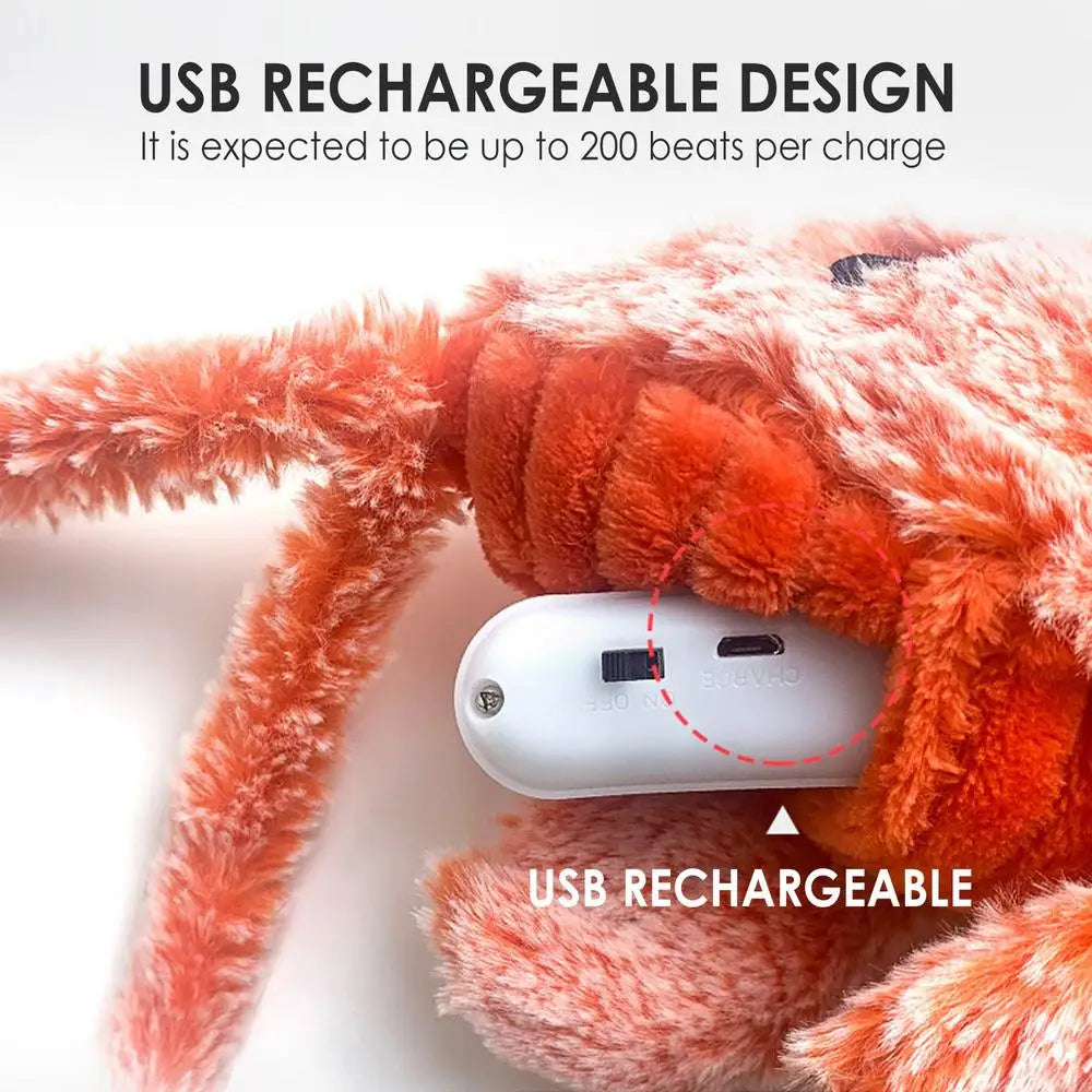 Dog Plush Chew Toy USB-Charged Pet ChewingToy Floppy Lobster Dog Toy Washable Cute Cat Toys For Puppy Dog Cats For Home Outdoor