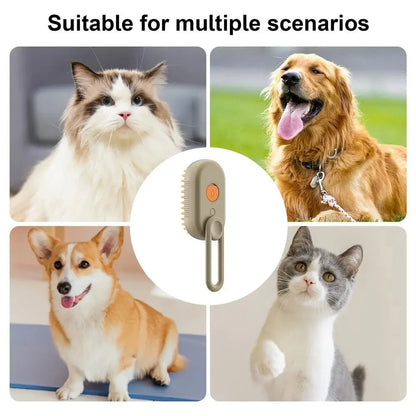 Steamy Dog Brush Electric Spray Cat Hair Brush 3 In1 Dog Steamer Brush For Massage Pet Grooming Removing Tangled And Loose Hair