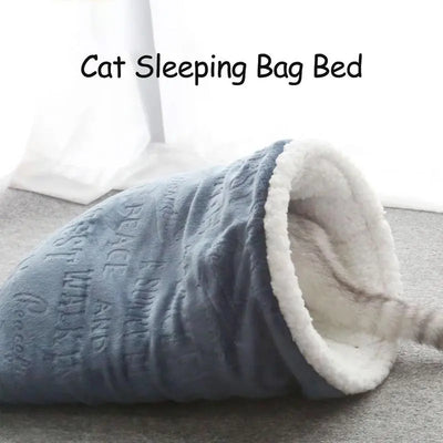 New Cat Bed Soft Plush Warm Cat Sleeping Bag Deep Sleep Cave Winter Removable Pet House Bed For Cats Puppy Kitten Nest Cushion