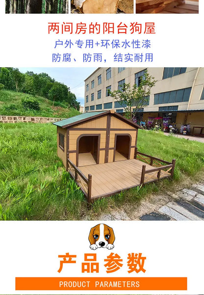 Solid wood dog house outdoor rainproof outdoor courtyard pet general   house large dog wooden dog cage wholesale