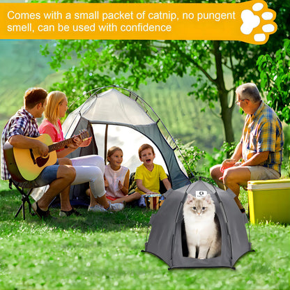 Yanvega Cat Tent Pet Supplies, Gray Cat Tent For Indoor Cat 23.6"*23.6"*16.8" Dog Tent Bed For Small Dog With 6 Ground Nails