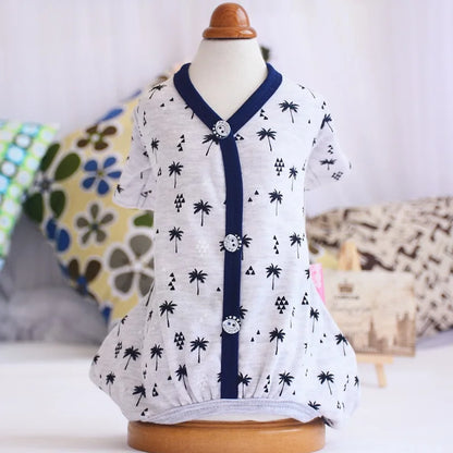 Dog Cat JumpSuit Shirt 100% Cotton Print Tracksuit For Small Cats Dogs Pet Puppy Floral Pajamas Pants T-Shirt Yorkies Chihuahua