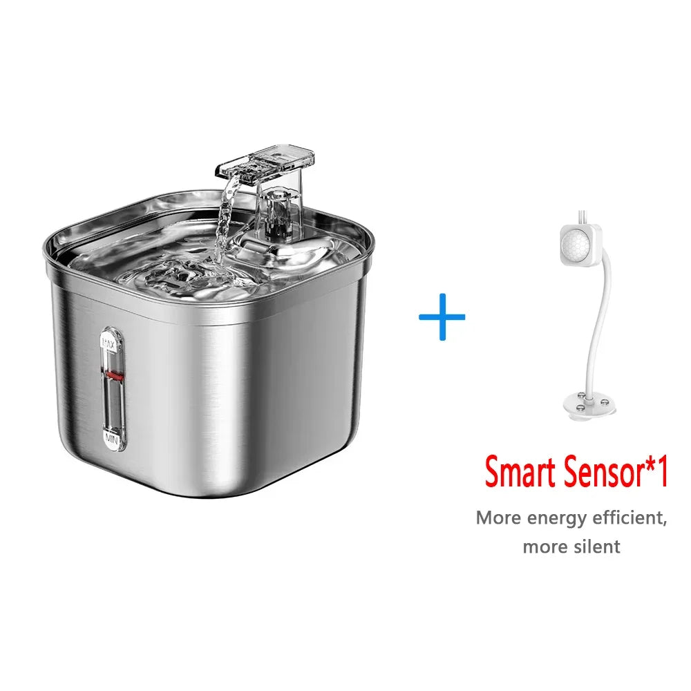 Automatic Cat Water Fountain Stainless Steel Cat Fountain With Filter Visual Water Level Pet Puppy Cats Drinking Water Dispenser