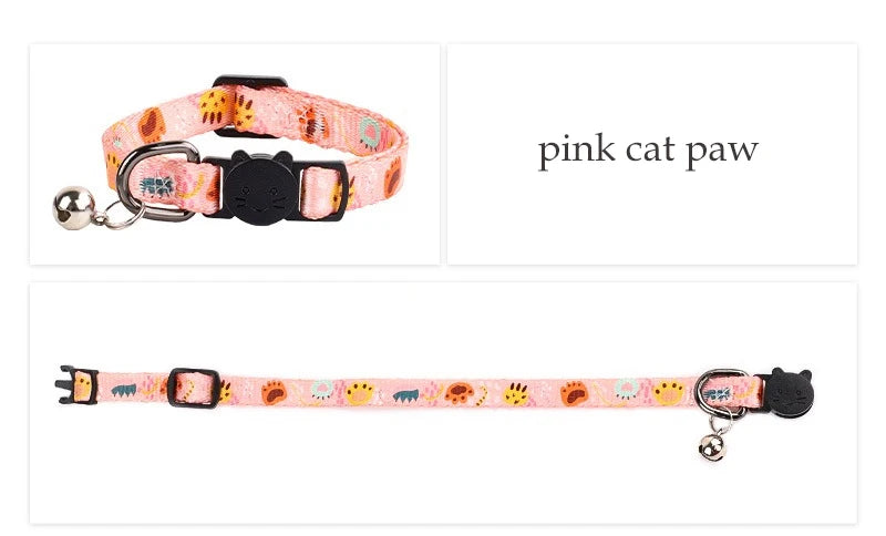 Cartoon Pet Cat Neck Collar for Small Dogs 19-28cm Ring Bell Anti Lost Adjustable Chihuahua Neck Wear Polyester Pet Accessories