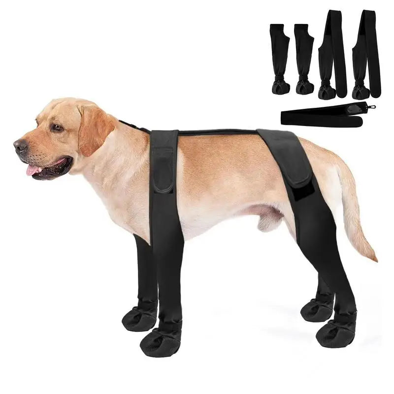 Dog Suspender Boots Waterproof Paw Protectors Non-slip Pets Paws Protector Adjustable Walking Shoes Booties Dog Paw Protectors