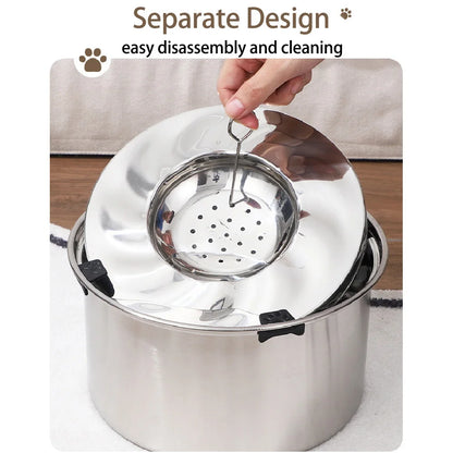 Big Capacity Stainless Steel Dog Floating Bowl, No Spill Anti-Splash Dog Water Dispenser, Non-Slip Dog Cat Pet Water Feeder Bowl