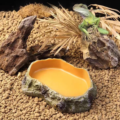 Pet Reptile Feeder Bowl Resin Aquarium Basin Food Water Pot Reptile Turtle Tortoise Scorpion Lizard Crabs Feeding Supplies New