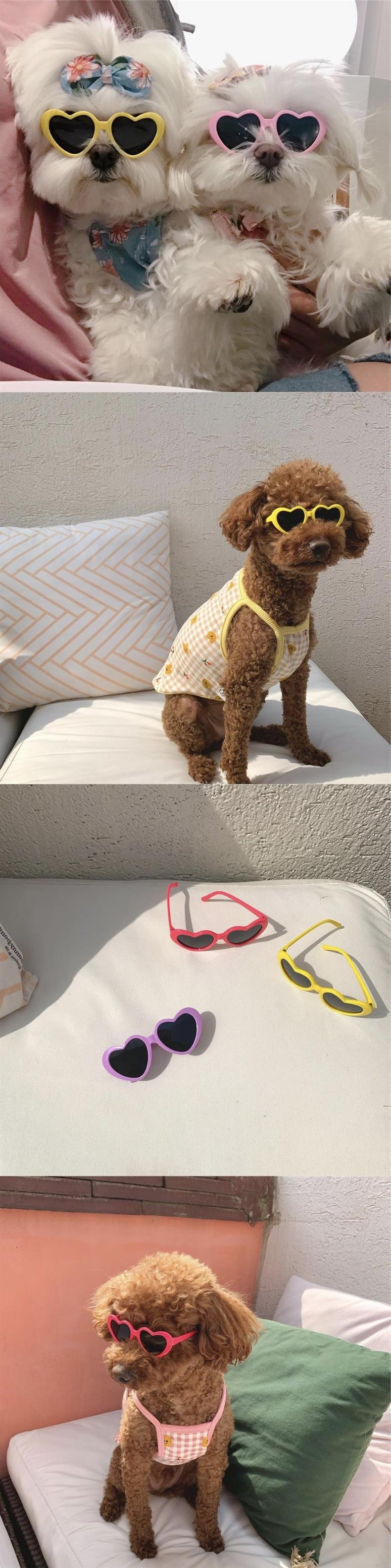 New love pet glasses dog cat cute creative fashion sunglasses sunglasses with jewelry pet beauty decoration supplies