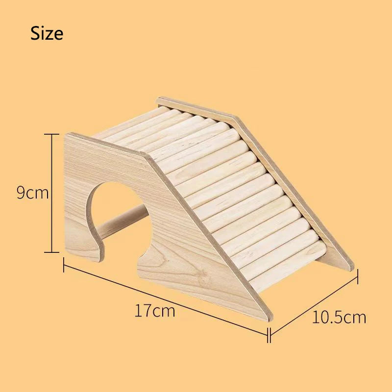 Smooth Hamster Hideaway Wooden Hamster House with Climbing Ladder Small Pet Castle Arch Bridge for Dwarf Mice Gerbils Small Pets