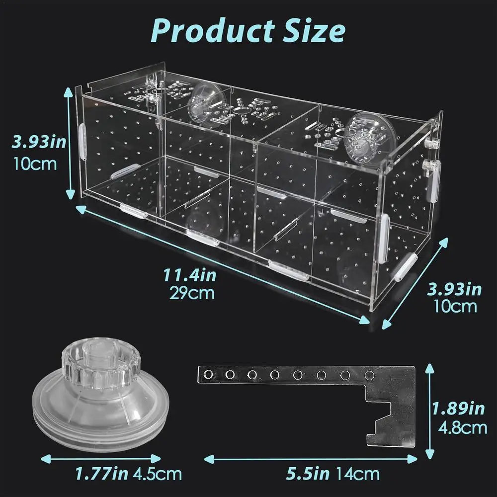 Fish Breeder Box for Aquarium Acrylic Clear Breeder Box with Hook Multifunctional Non Slip Aquarium Incubator with Suction Cup