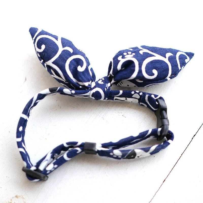 Japanese Fashion Pet Dog Accessories Bunny Ears Adjustable Neck Wear Handmade York Dog Necklaces Fancy All Season Collar for Cat