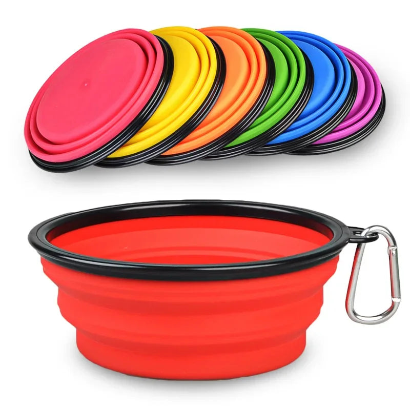 Pet Dog Collapsible Bowl Folding 350ml Silicone Bowl Outdoor Travel Portable Puppy Food Container Feeder Dish Bowl Pet dog bowls