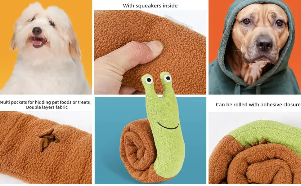 Dog Squeak Toys Pet Sniffing Plush Snails Toys Tibetan Food Molar Puzzle Dog Toys Interactive Dog Puzzle Toy Feeder Pet Supply