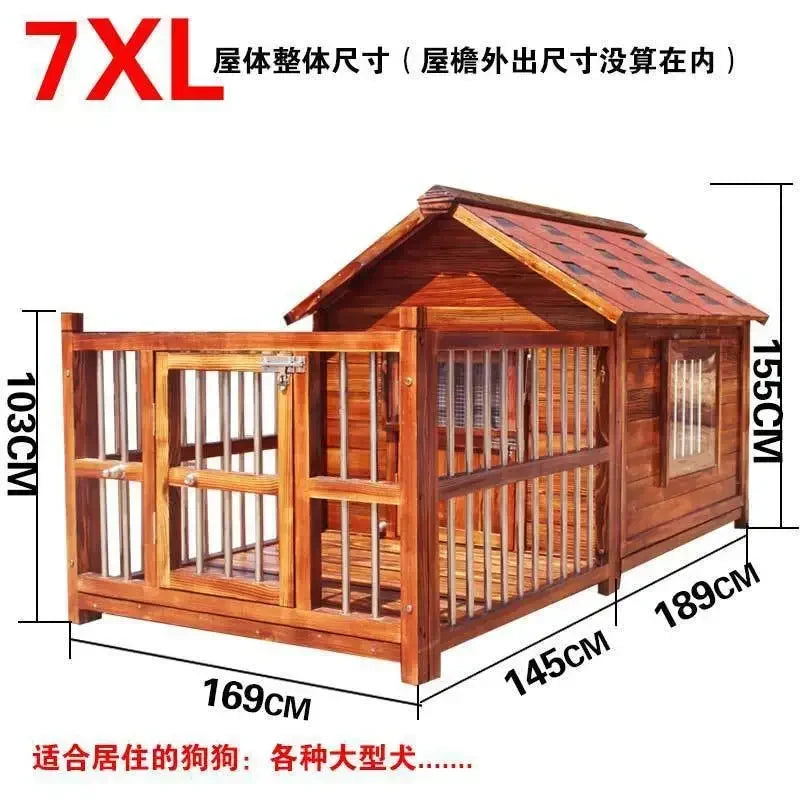 Outdoor Waterproof Solid Wood Kennel Medium and Large Dog Golden Retriever Kennel House Rainproof Outdoor Four Seasons