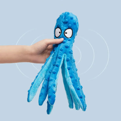 Squeaky Dog Toy Octopus Toy for Aggressive Chewers Tough No Stuffing Plush Crinkle Interactive Pet Toys for Puppy and Large Dogs
