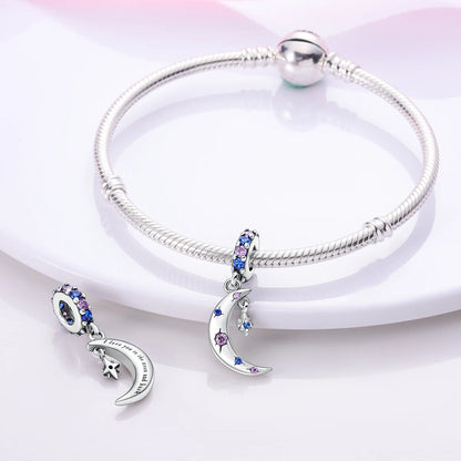 MULA 1PC Coffee Pet Moon Star Silver Plated Pendant Fit Original Snake Chain Charm Bracelet DIY Women Jewelry Gift
