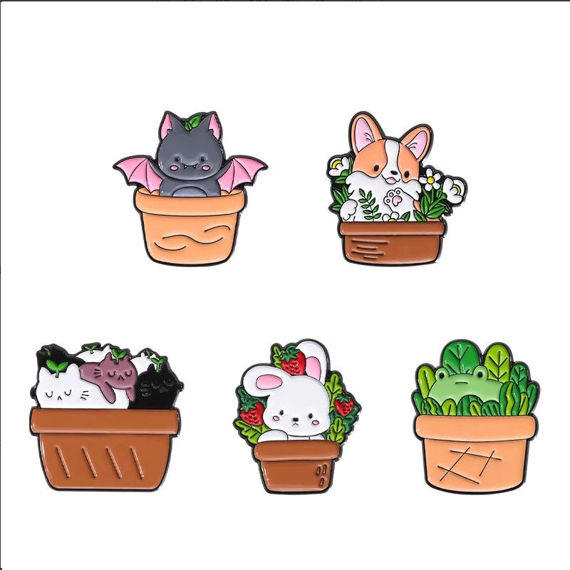 Funny Animal Sets Enamel Pins Cartoon Anime Figure Ghost Spooky Cute Cat Bird Brooches Backpack Lapel Badge Punk Jewelry Gifts
