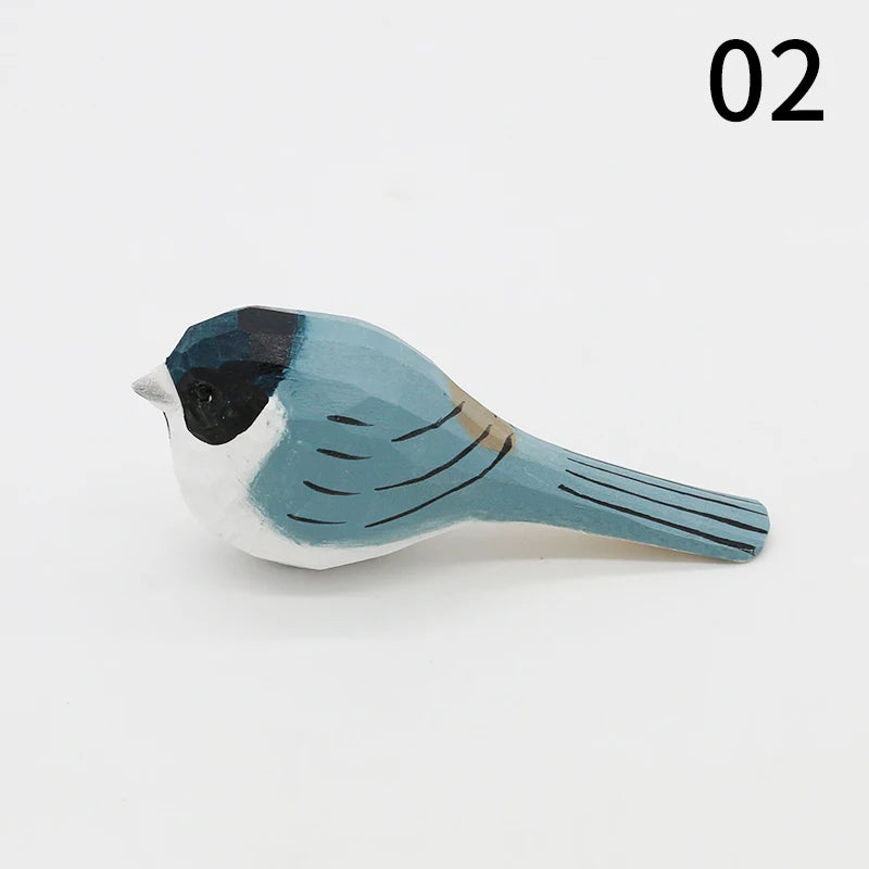 Wooden Bird Figurine Ornaments Handmade Carving Animals Miniature Crafts Art Decor Home Desktop Decoration Children Gifts