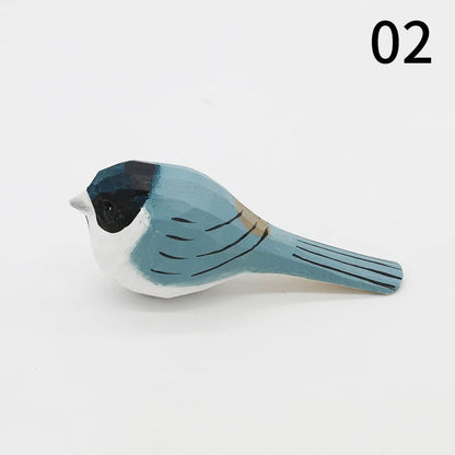Wooden Bird Figurine Ornaments Handmade Carving Animals Miniature Crafts Art Decor Home Desktop Decoration Children Gifts