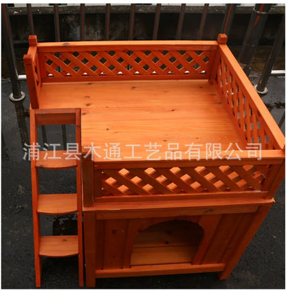 Teddy's Nest Kennel Wooden Cage Kennel Dog Furniture Small Double Deck Kennel Cat Villa Cat Nest Cattery