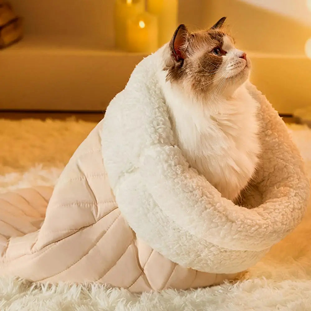 Cat Sleeping Bag Sleeping Bag Semi-Enclosed Cats Dogs Warming Pad Soft Cat Bed Lovely Cat Nest Pet Supplies for Cats and Dog