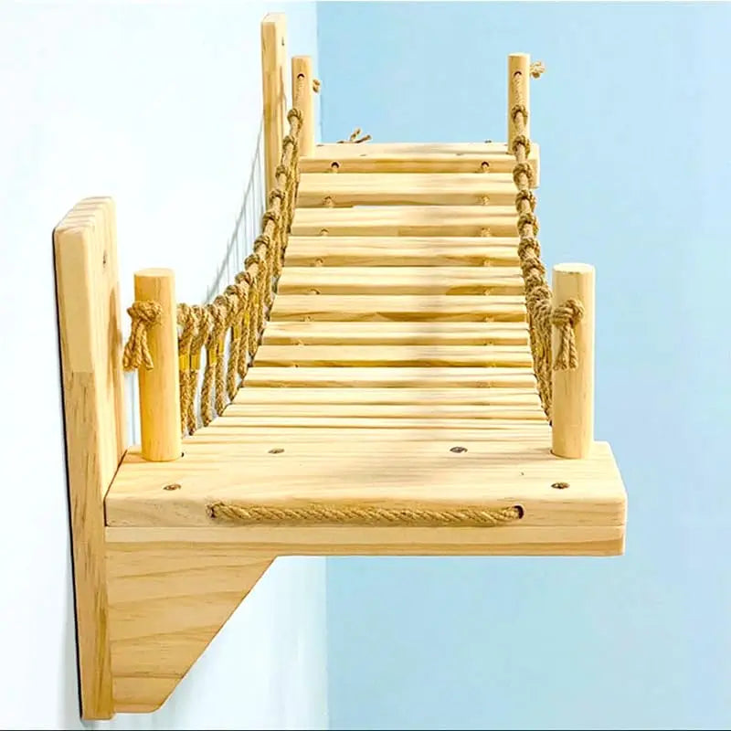Cat Tree Climbing Shelves Wall Mounted Cat Furniture 50cm&100cm Cat Bridge Hammock Set with Ladders Scratching Posts Platform