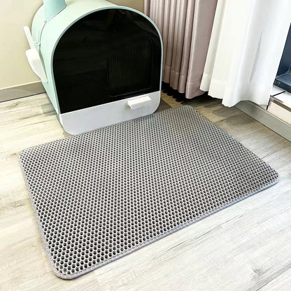1pc, Cat Litter Mat, Cat Waterproof Litter Trapping Mat,Double Layer Filter Washable Non Slip Cat Mat For Cleaning, Pet Supplies
