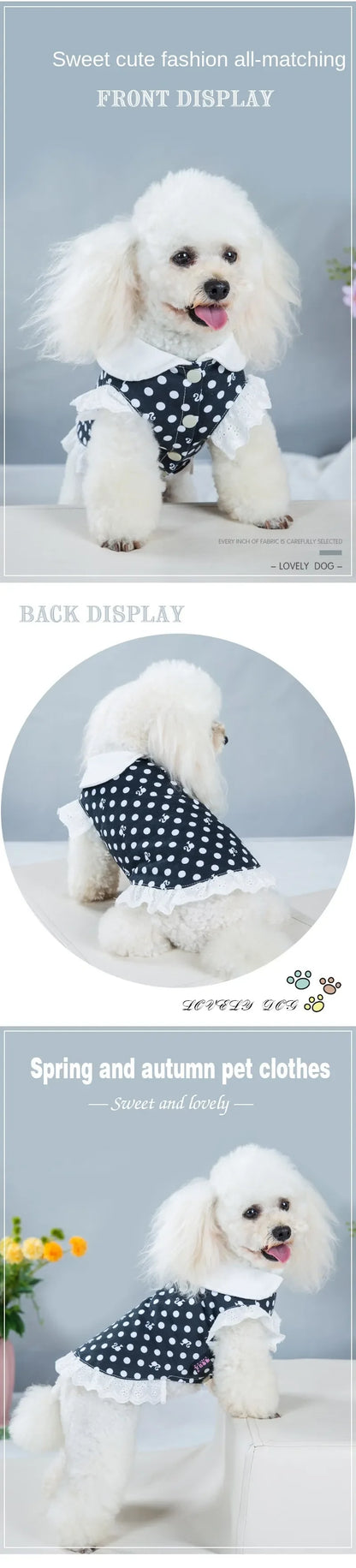 Pet Clothes Dog Dot Clothing Female Dogs Cotton Princess Dress Teddy Dog Dress Summer Dress Dog Clothes For Small Dogs