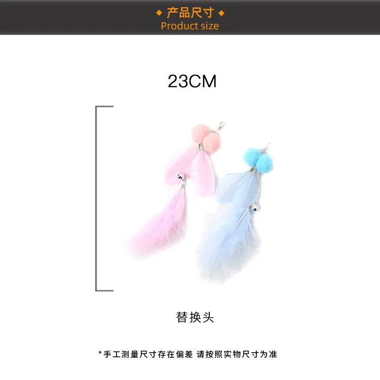 Cat Toy Cat Teaser Sticks Dragonfly Shaped Replacement Head Teaser Cat Stick Fairy Feather Bell Multi-color Optional Cat Toys