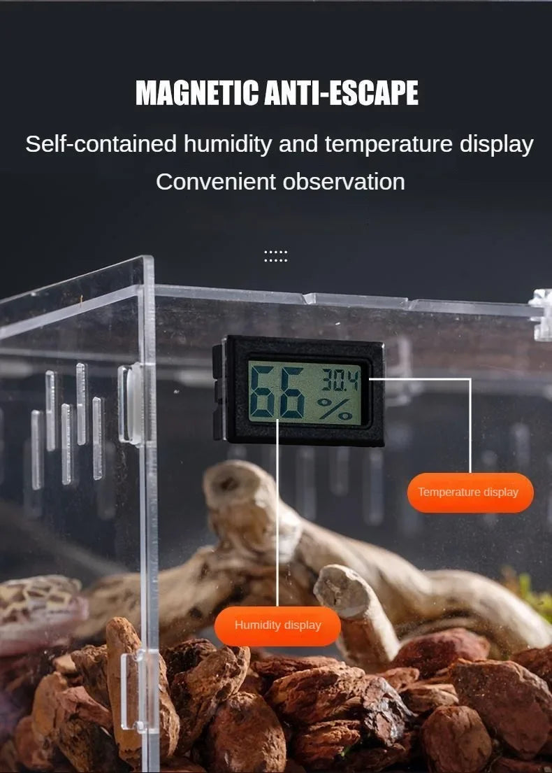 Reptile Acrylic Transparent Terrarium Breeding Box Turtle Cage Nano Arboreal Tarantula Enclosure Dearded Dragon Reptiles Habitat