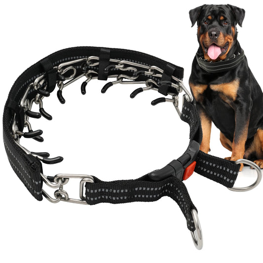 Adjustable No Pull Dog Traning Collar with Quick Release Buckle for Small Medium Large Dogs Reflective Dog Pinch Collar