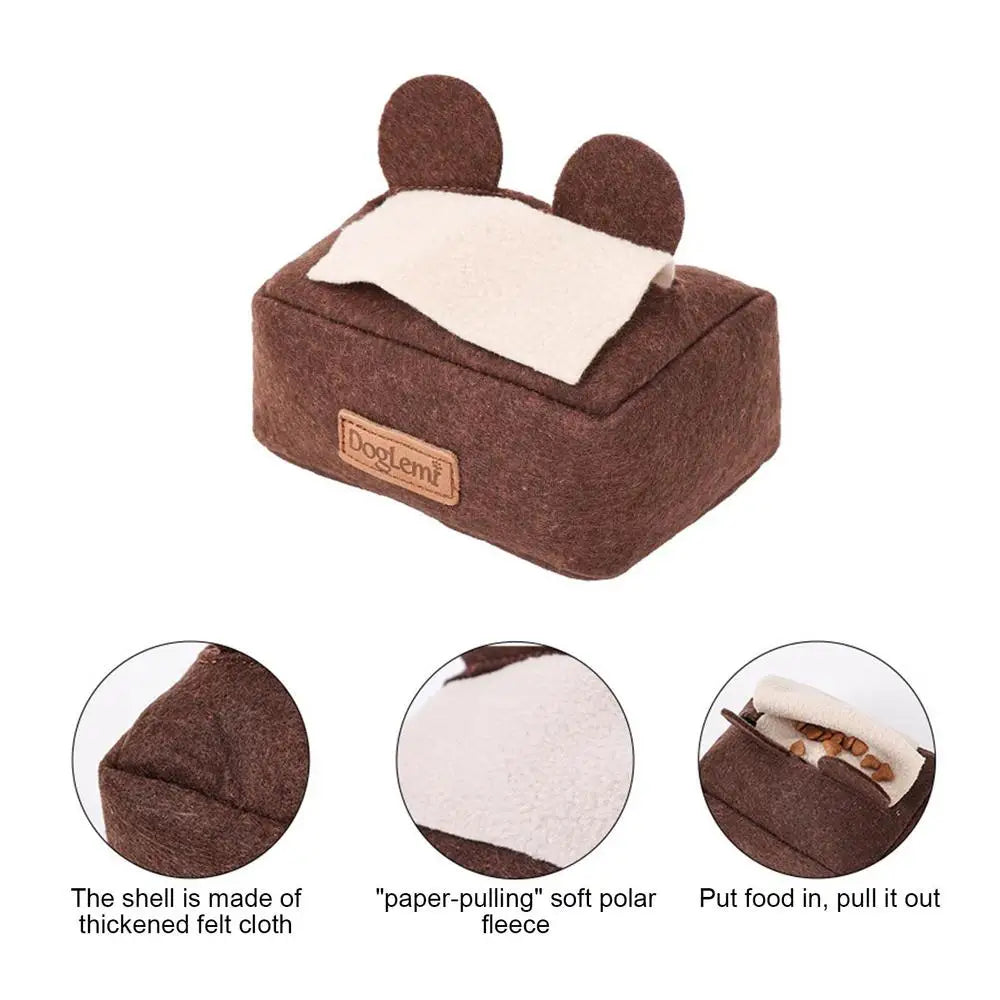 Pet Interactive  Puzzle Toys Encourage Natural Foraging Skills Portable Pet Snuffle Tissue Box Toy Slow Feeder Training Toy