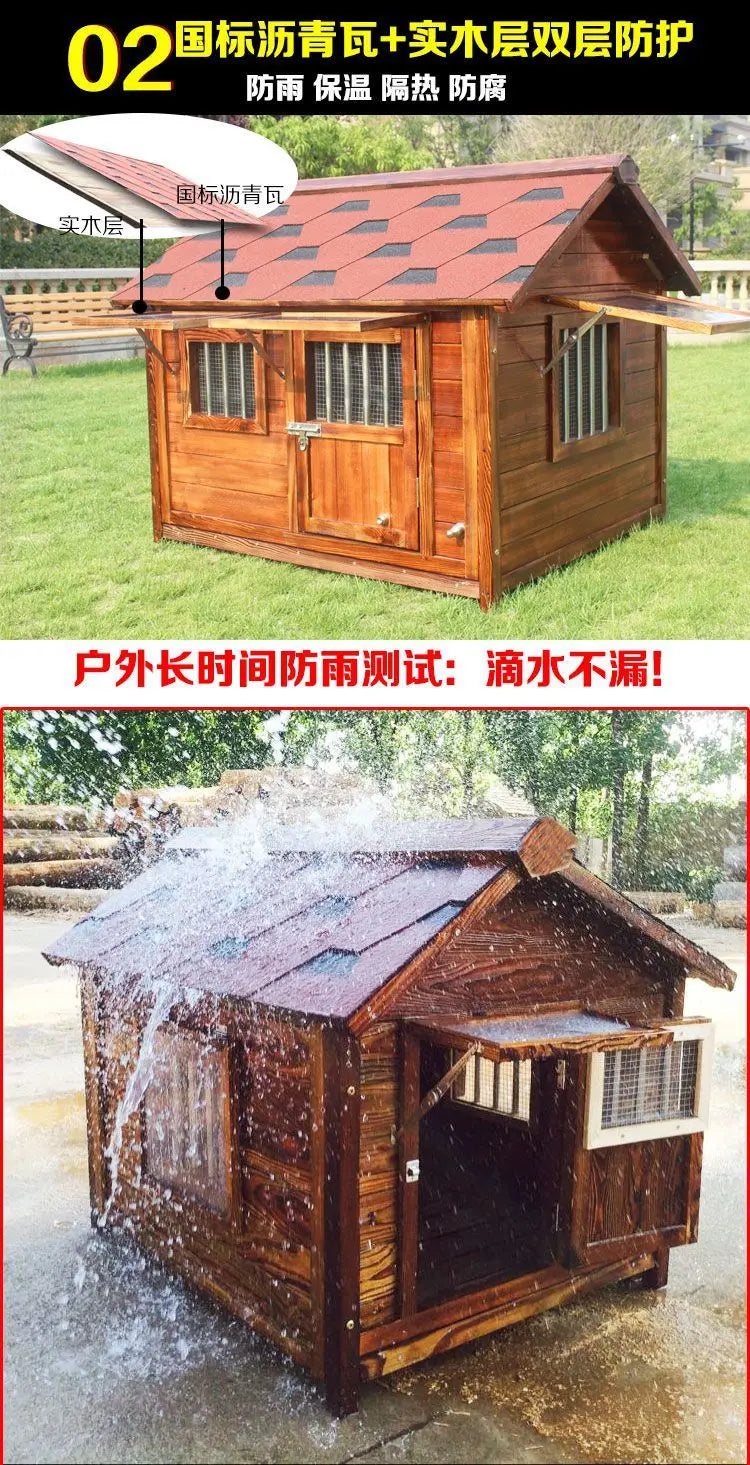 Outdoor Solid Wood Labrador Kennel Waterproof Small Medium Large Dog Cage Golden Retriever Teddy Kennel