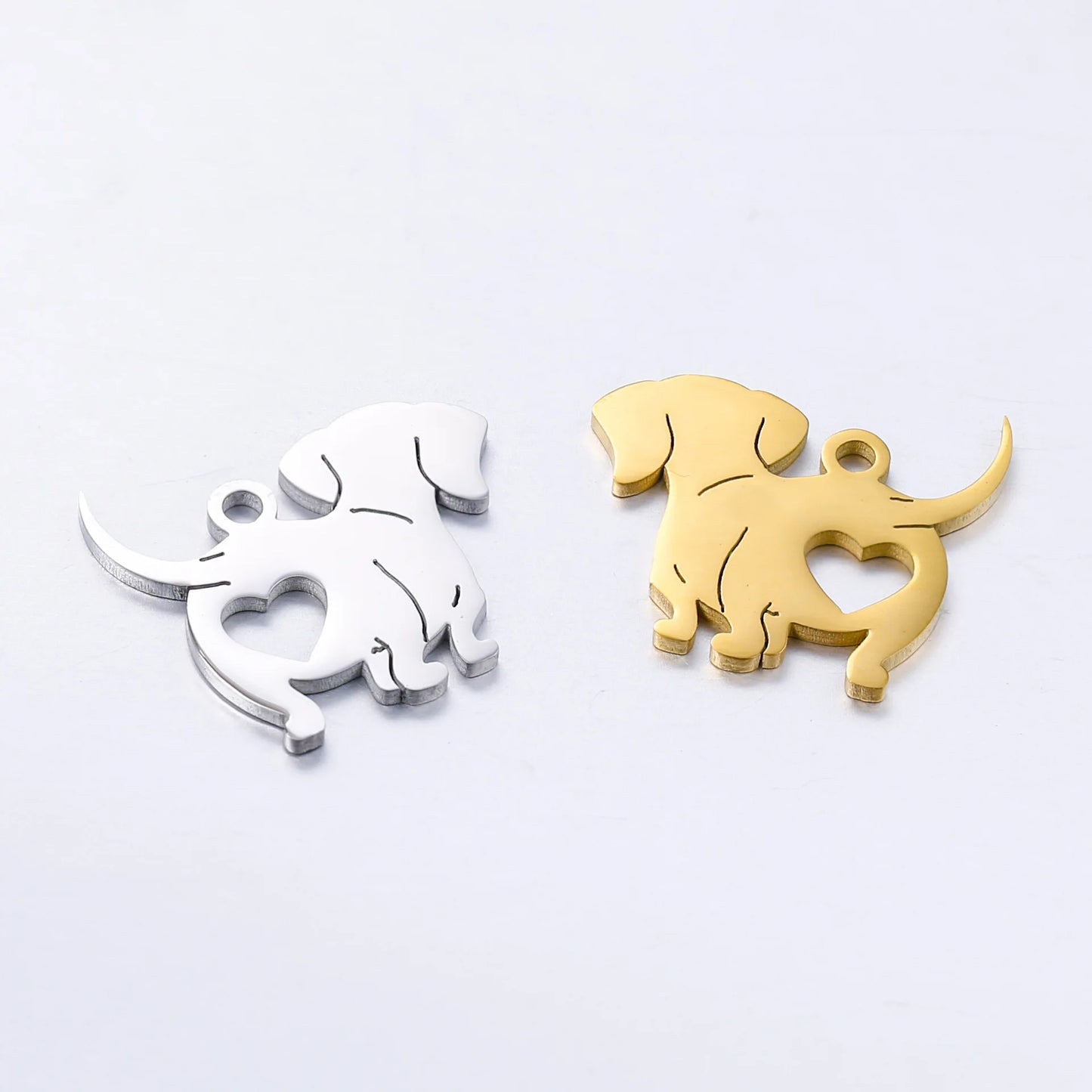 5Pcs New Cute Stainless Steel Dog Charms Lovely Animal Charms for Earrings Bracelet Necklace Pendant Handmade Jewelry Making DIY