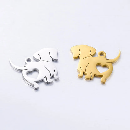 5Pcs New Cute Stainless Steel Dog Charms Lovely Animal Charms for Earrings Bracelet Necklace Pendant Handmade Jewelry Making DIY