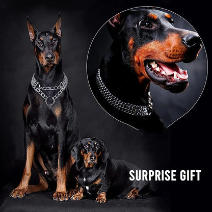 Dog Choker Collar No Pull Dog Collar Martingale Collar Seamless Die-Casting Three Row Chain Dog Collar for Dogs Training Walking