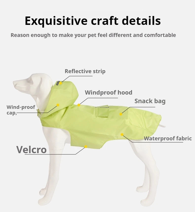 Big dog raincoat reflective waterproof windproof hooded raincoat large dog clothing outdoor raincoat  dog clothing jacket